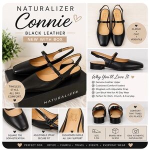 Naturalizer Connie Black Leather Mary Jane  Slingback